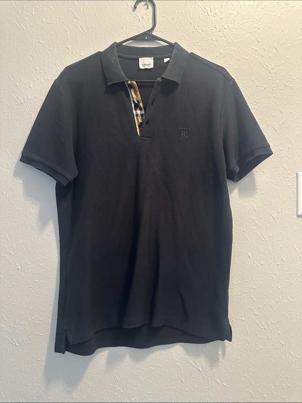 Burberry Black Polo with Signature Check Placket